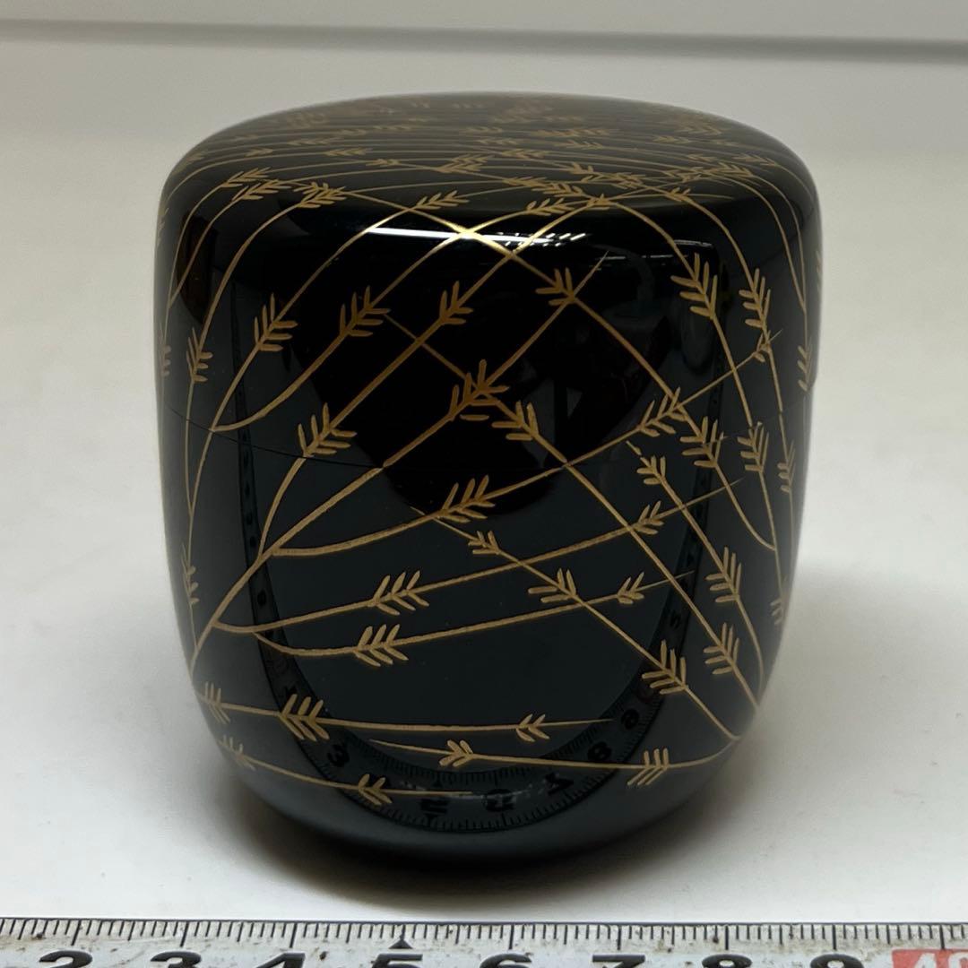 啓雲 柳蒔絵 棗 茶道具 共箱 h6.5cm 東キ8-0212☆2F