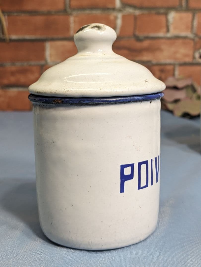 フランス アンティーク ホーロー キャニスター お茶 スパイス コショウ 小3点