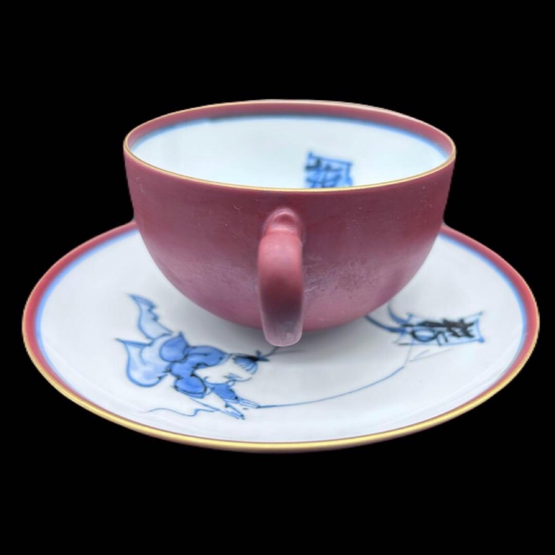 清水焼 京焼 平安瑞昭造 珈琲碗　6客セット 人物絵 大野瑞昭　 -315-