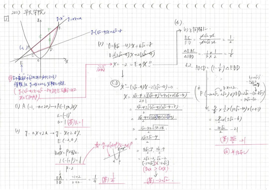 今だけ割引 塾講師オリジナル数学解説 早大学院 高校入試 過去問 2008-25