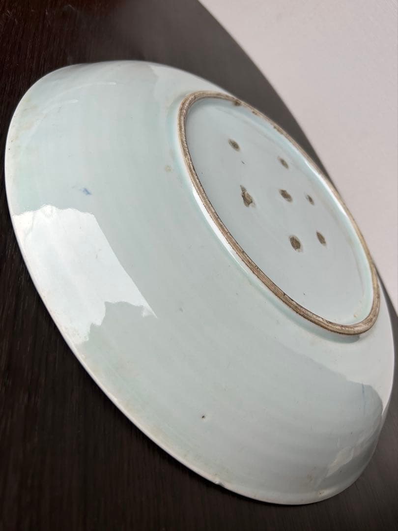 伊万里 染付 青絵 登り鯉 魚藻文 江戸後期 出世 大皿 飾り皿 絵皿 骨董品