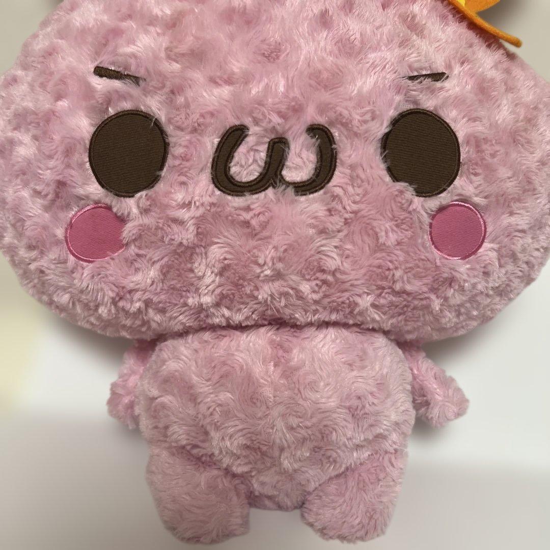かおもじん　うさみみ＆ねこみみ　メガBIGぬいぐるみ　うさぎ　ぬいぐるみ　ピンク