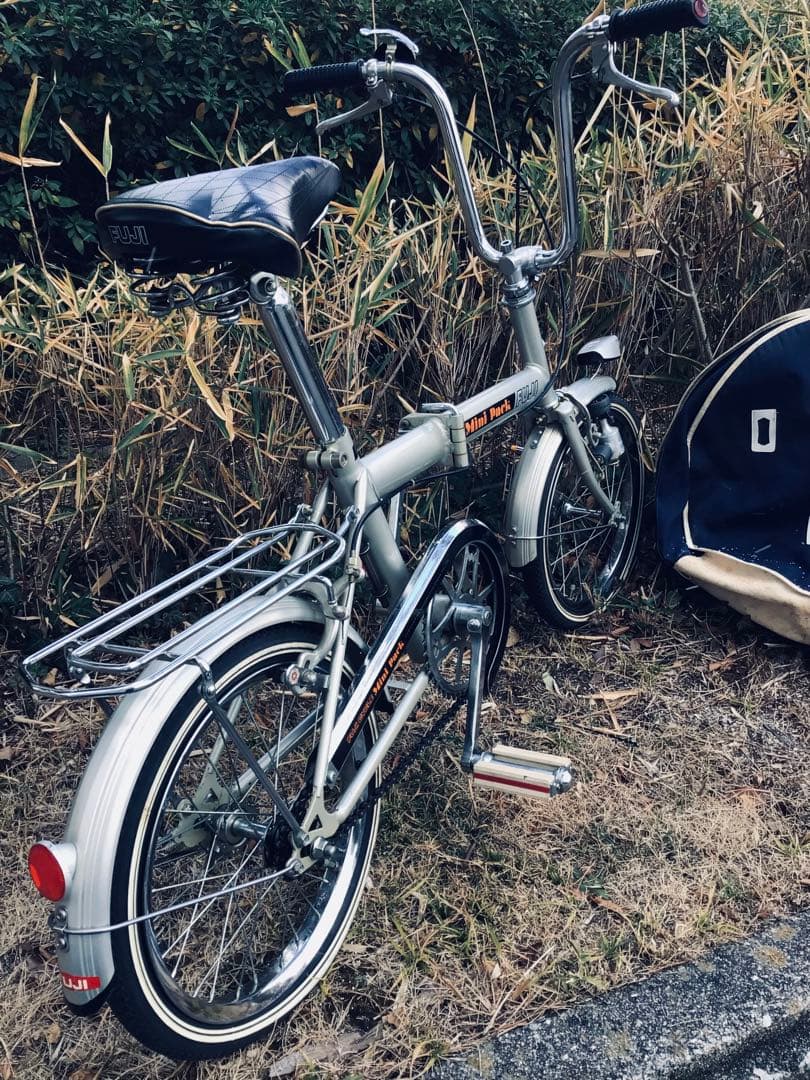 昭和レトロ 当時物 FUJI 折りたたみ自転車 ミニパック 専用輪行バッグ付き