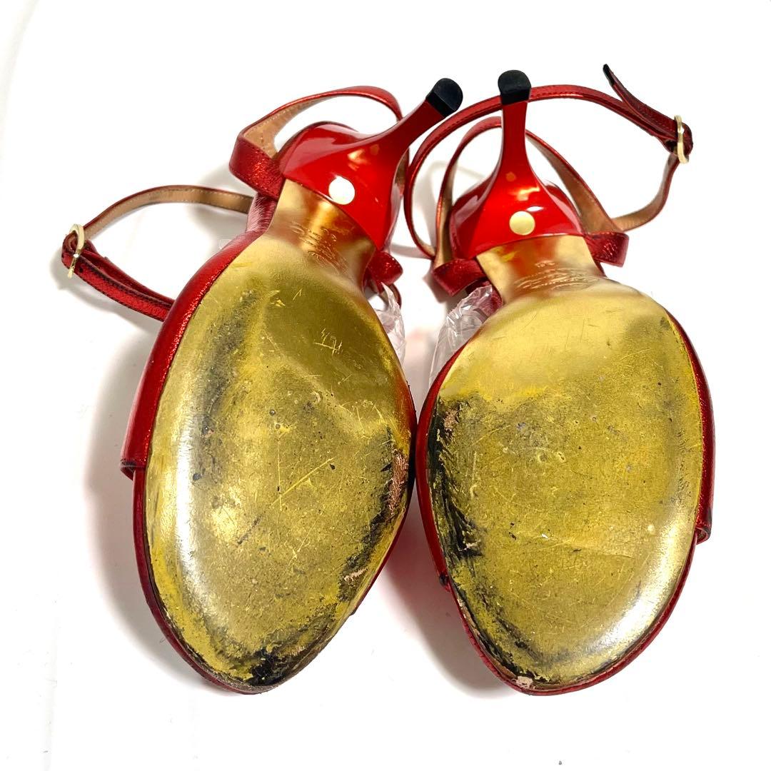 アルゼンチンタンゴシューズコムイルフォー 36レッドメタリックヒール8.5cm