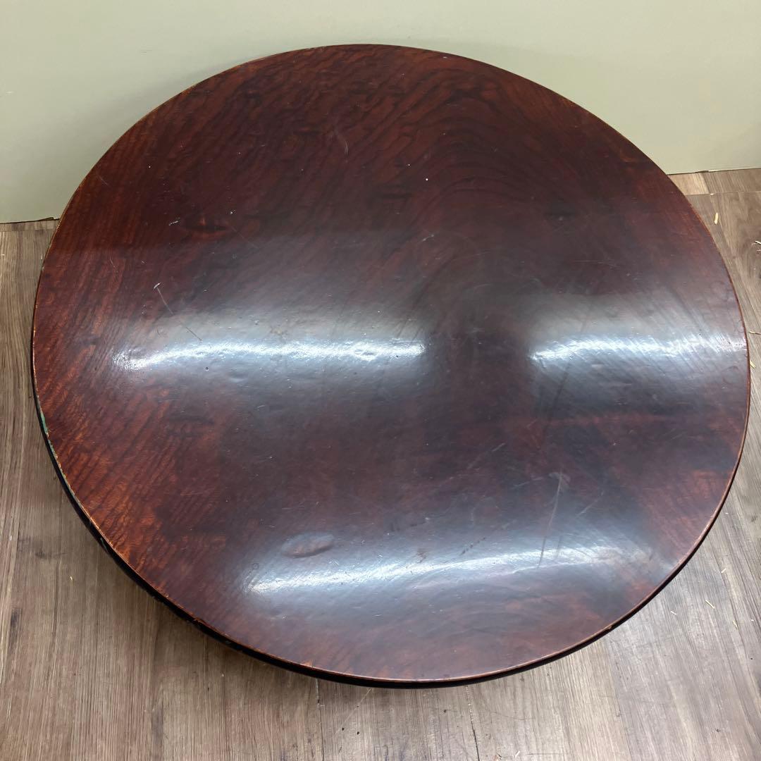 4F 木製 円形 ローテーブル 座卓 ちゃぶ台 アンティーク ヴィンテージ