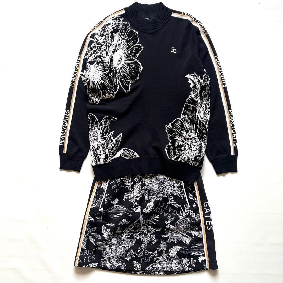 Pearlygates パーリーゲイツ　花柄　セットアップ　ゴルフ　ブラック　黒
