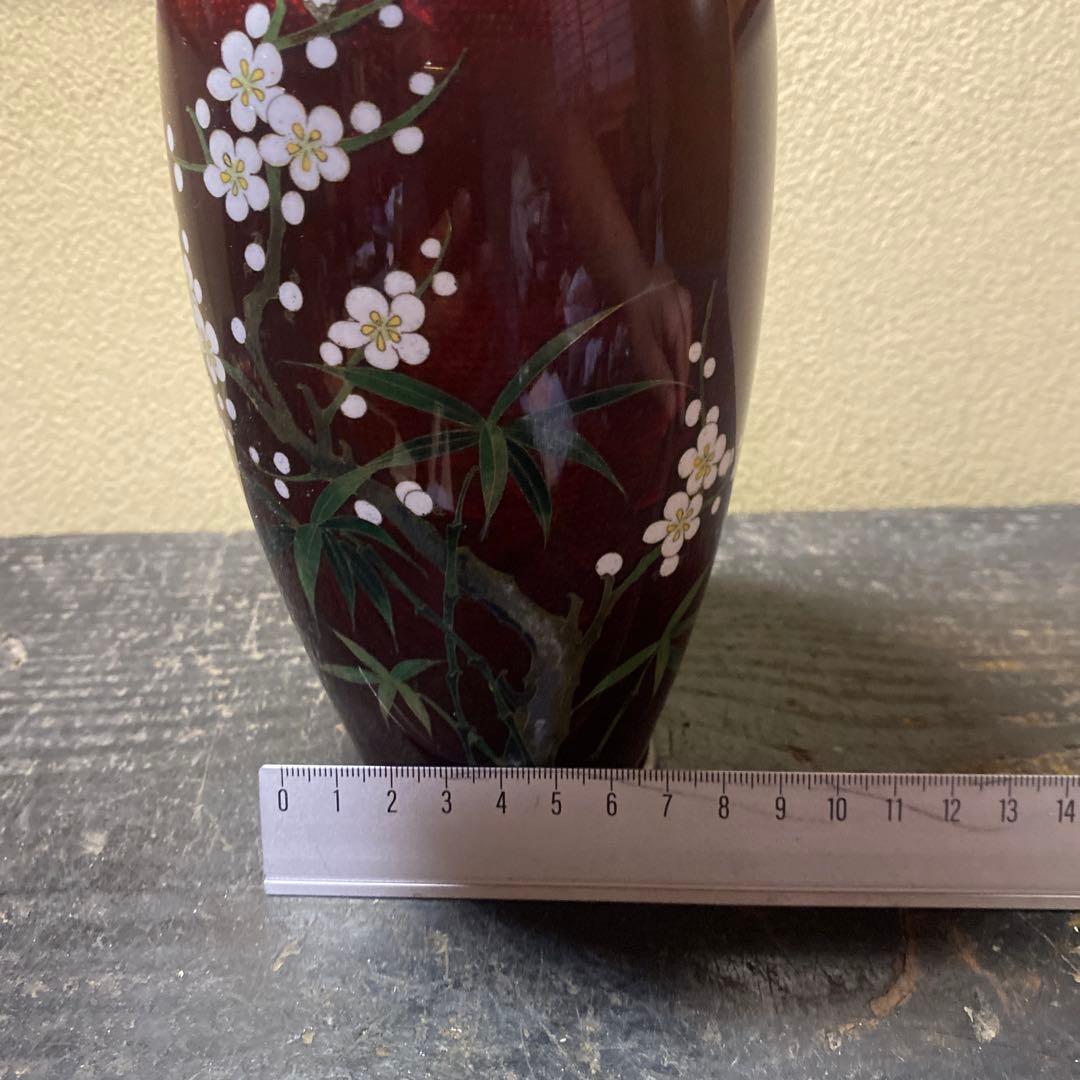 古玩　竹梅図七宝花瓶