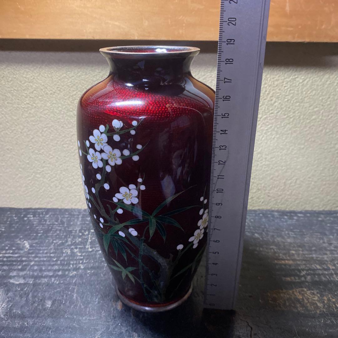 古玩　竹梅図七宝花瓶