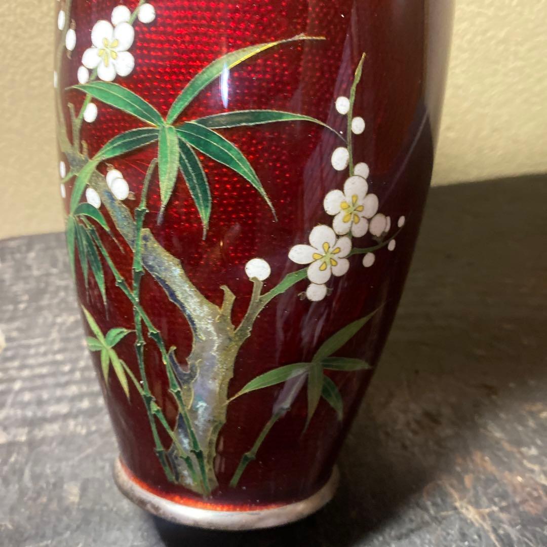 古玩　竹梅図七宝花瓶