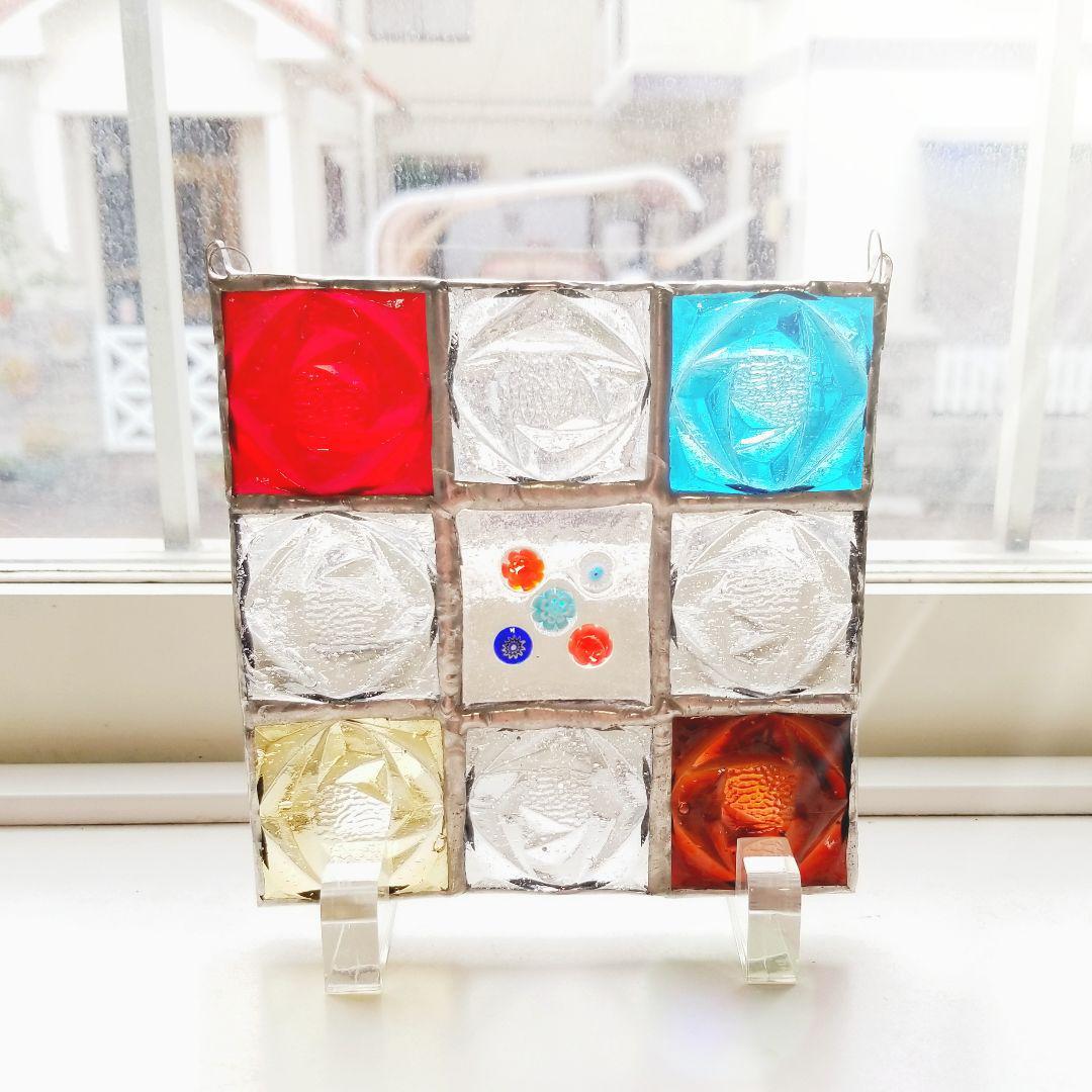 ステンドグラス　ローズガラスのサンキャッチャーパネル(小)