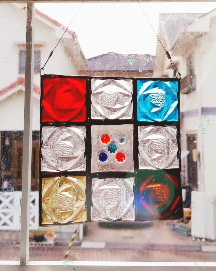 ステンドグラス　ローズガラスのサンキャッチャーパネル(小)