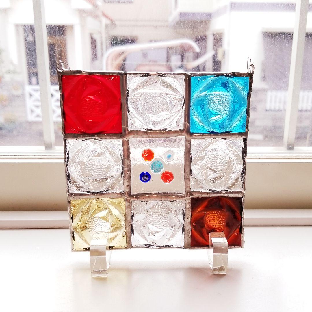 ステンドグラス　ローズガラスのサンキャッチャーパネル(小)