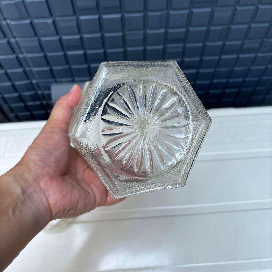 飴屋瓶 ガラス瓶 保存容器 ガラス 昭和レトロ 大正ロマン 六角形 珍しい