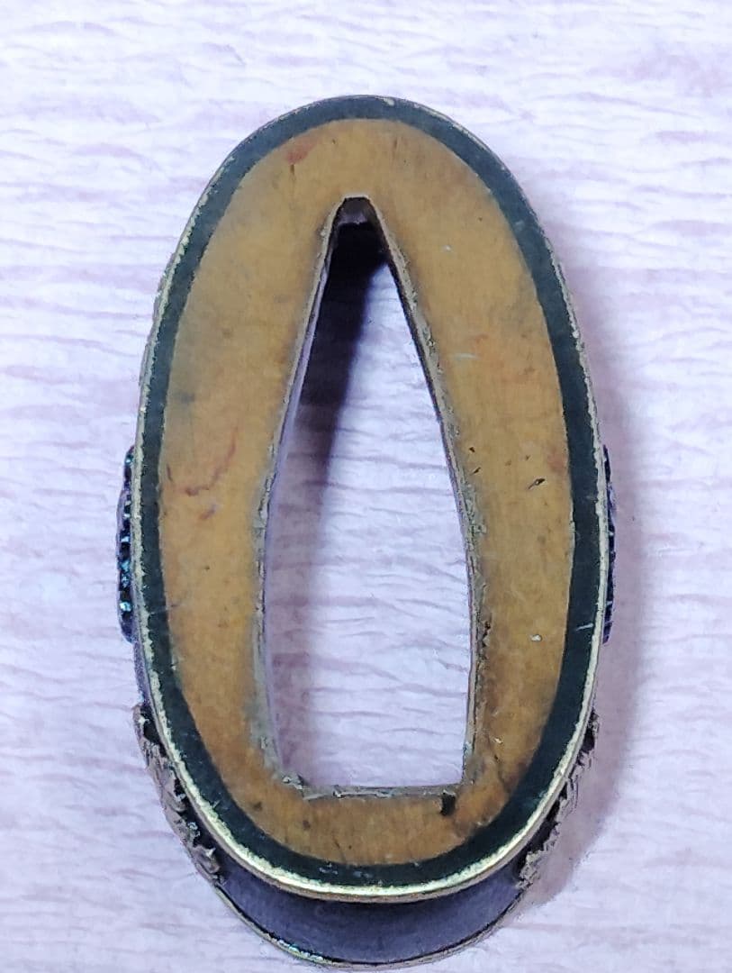 刀装具 縁頭 縁のみ 無銘 銅地 金色絵 魚々子地 五三桐紋図 時代物