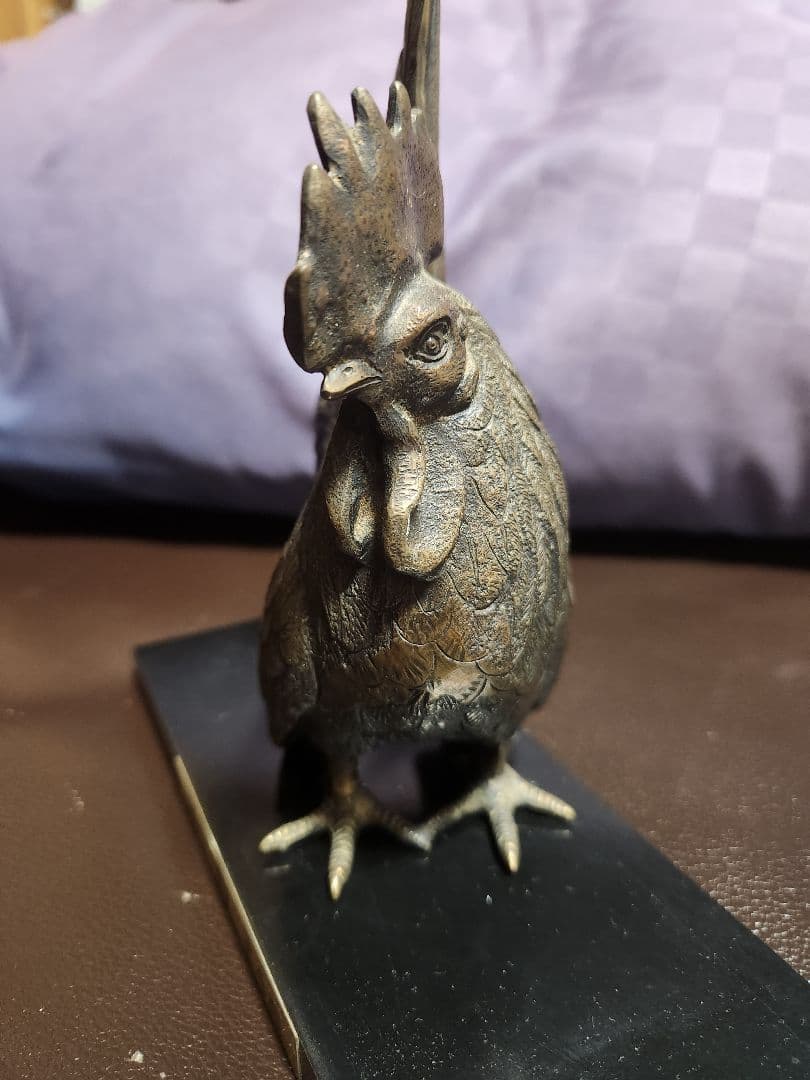 鶏　青銅製　置物　桐箱入り　銘入り　村田宏作　高岡伝統美術品　開運干支　鶏