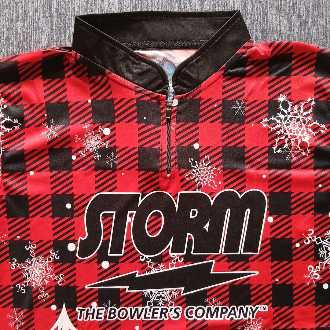✨新品✨ボウリングウェア　日本サイズL　ストーム　レッド　チェック　雪　トナカイ