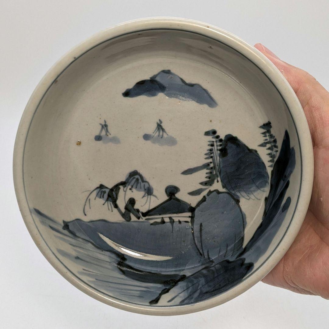 江戸末期 古伊万里 くらわんか皿 染付山水図 食器 有田焼 伊万里焼 中鉢 小鉢