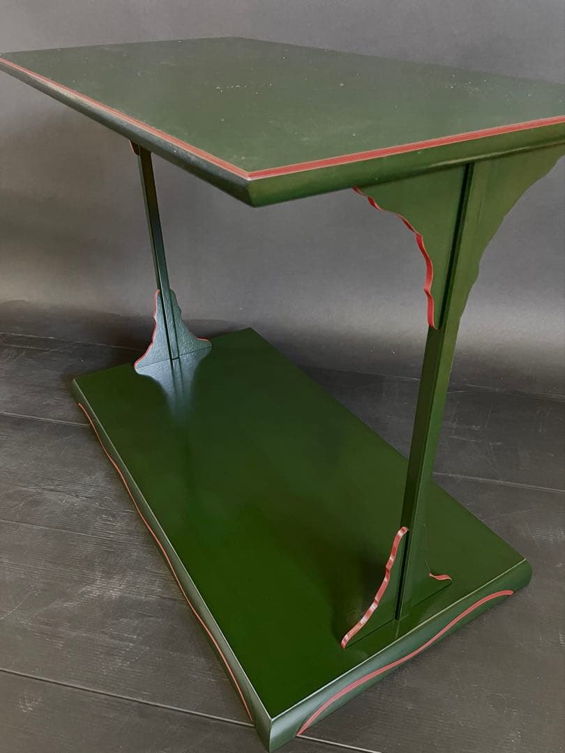 【美品】「母」 兼中斎(堀内宗完)花押 勝利作 青漆爪紅 及台子 茶道具 13F