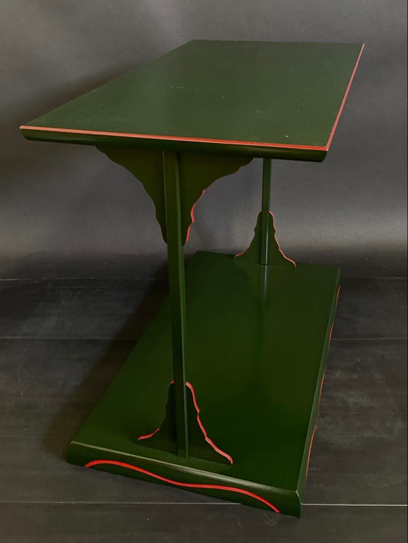 【美品】「母」 兼中斎(堀内宗完)花押 勝利作 青漆爪紅 及台子 茶道具 13F