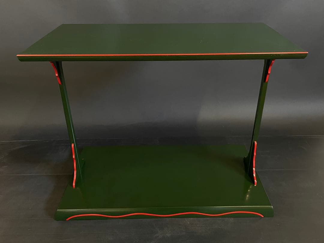 【美品】「母」 兼中斎(堀内宗完)花押 勝利作 青漆爪紅 及台子 茶道具 13F