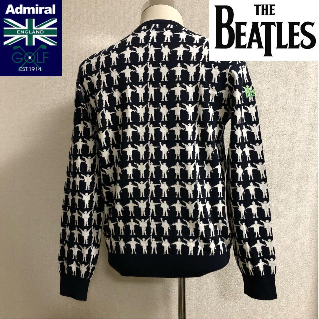 アドミラルゴルフ ビートルズ コラボ ニット ブラック 総柄 Lサイズ