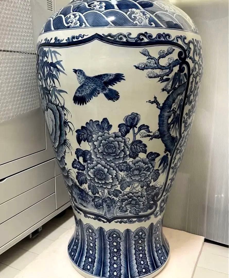 中国 大清康熙年製 青花 大壺　陶芸古美術 瓶。