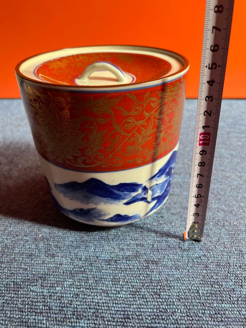 893 哲山堂造 染付金襴手　水指 美濃焼