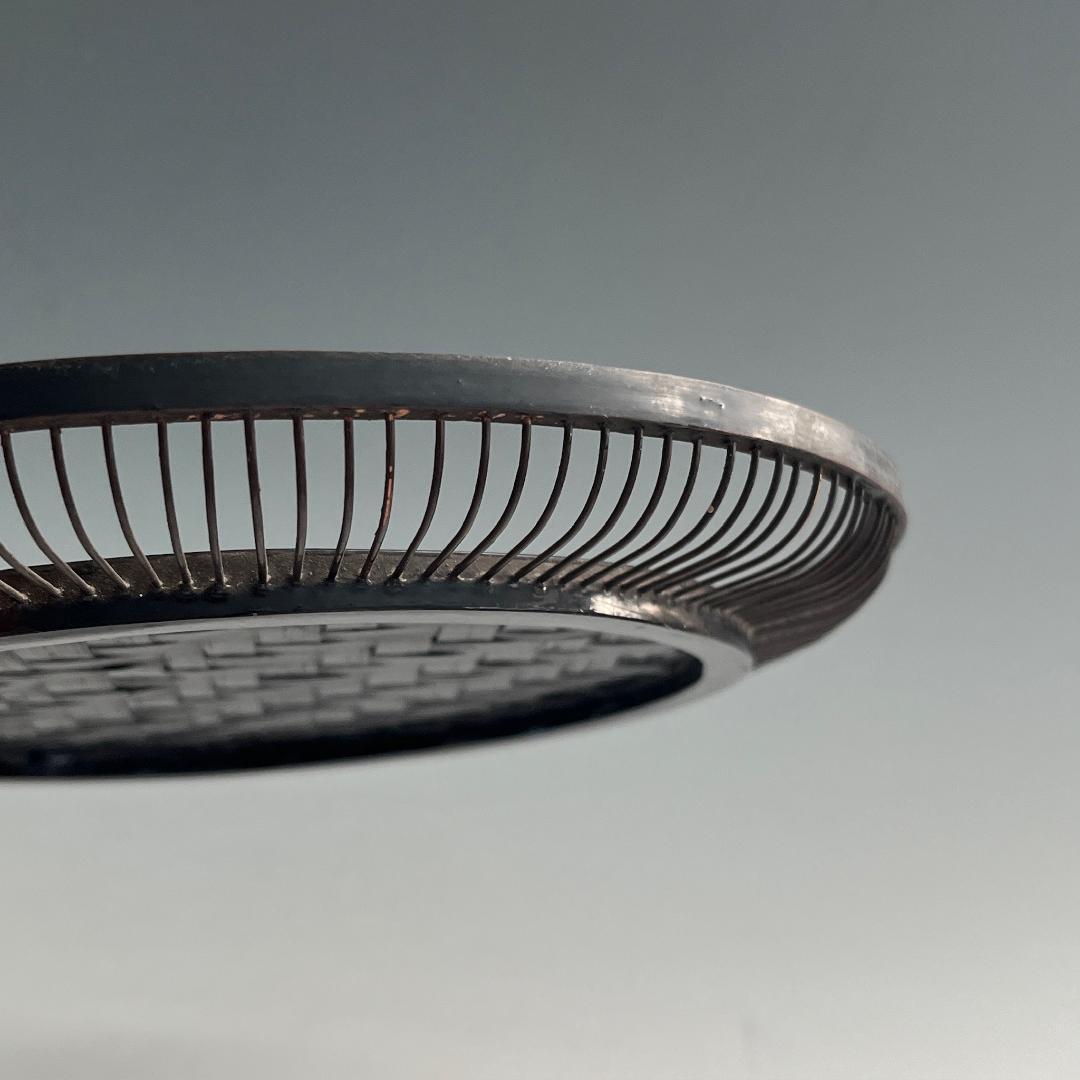 希少 蝶 駿河竹千筋細工 菓子器 明治時代 0.6㍉極小ひご竹細工家蒐集S62