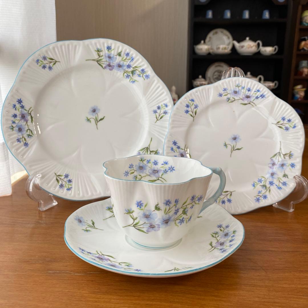 シェリー　ブルーロック　カップ　ソーサー　プレート2枚　カルテット