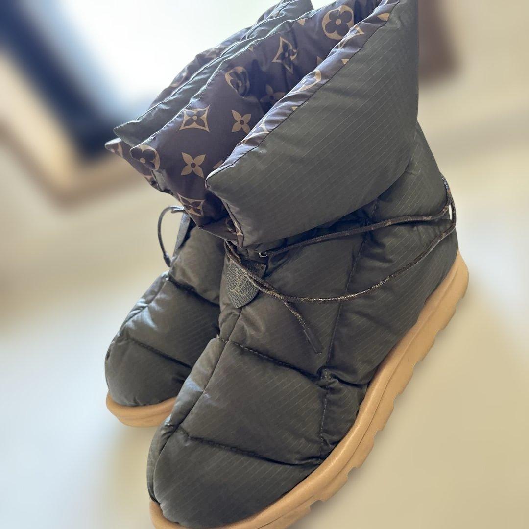 ルイヴィトンピローラインショートブーツ39カーキ