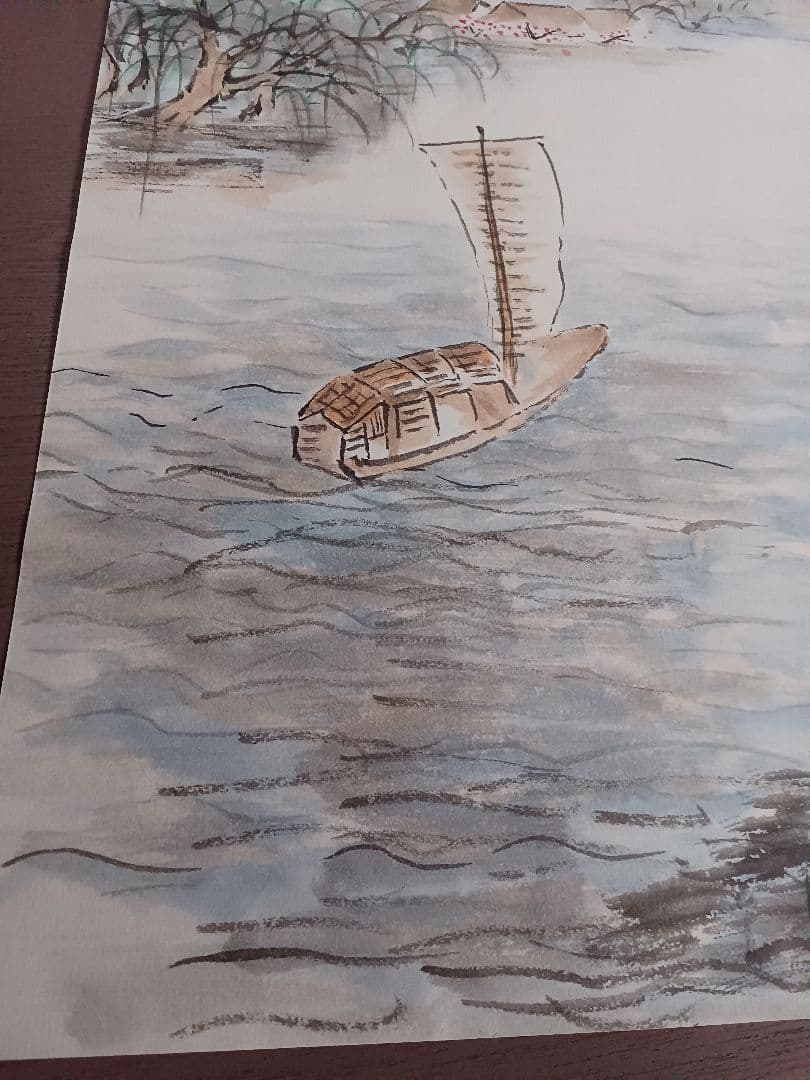 EDOYA　水墨画　オリジナル原画 大陸山河彩色　裏打ち済み