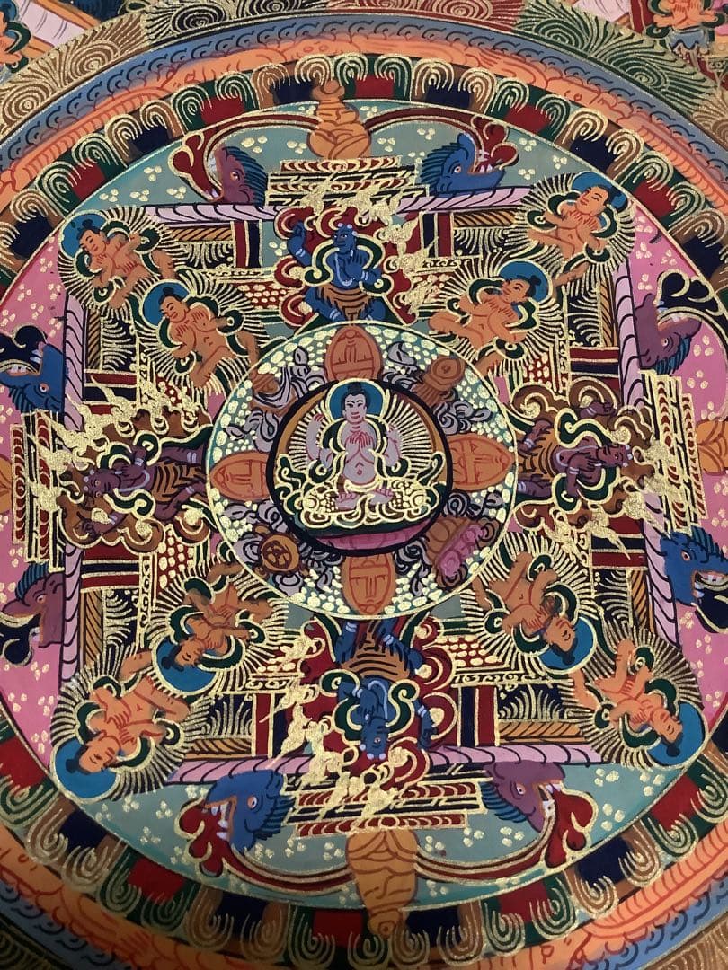 《 チベット密教　新品　1点物 》 手描き　曼荼羅　仏陀　釈迦　仏画　仏教　d8