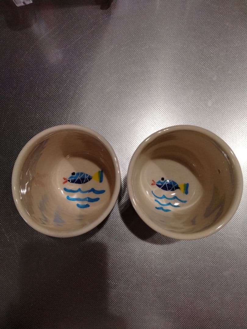 南島焼　奈美ロリマーさん作品　湯呑み2個組　直径約8cm 高さ約8cm