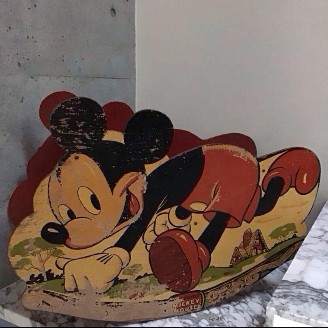 ミッキーマウス W.D.P. ビンテージ 子供用木製ロッキング 特大サイズ
