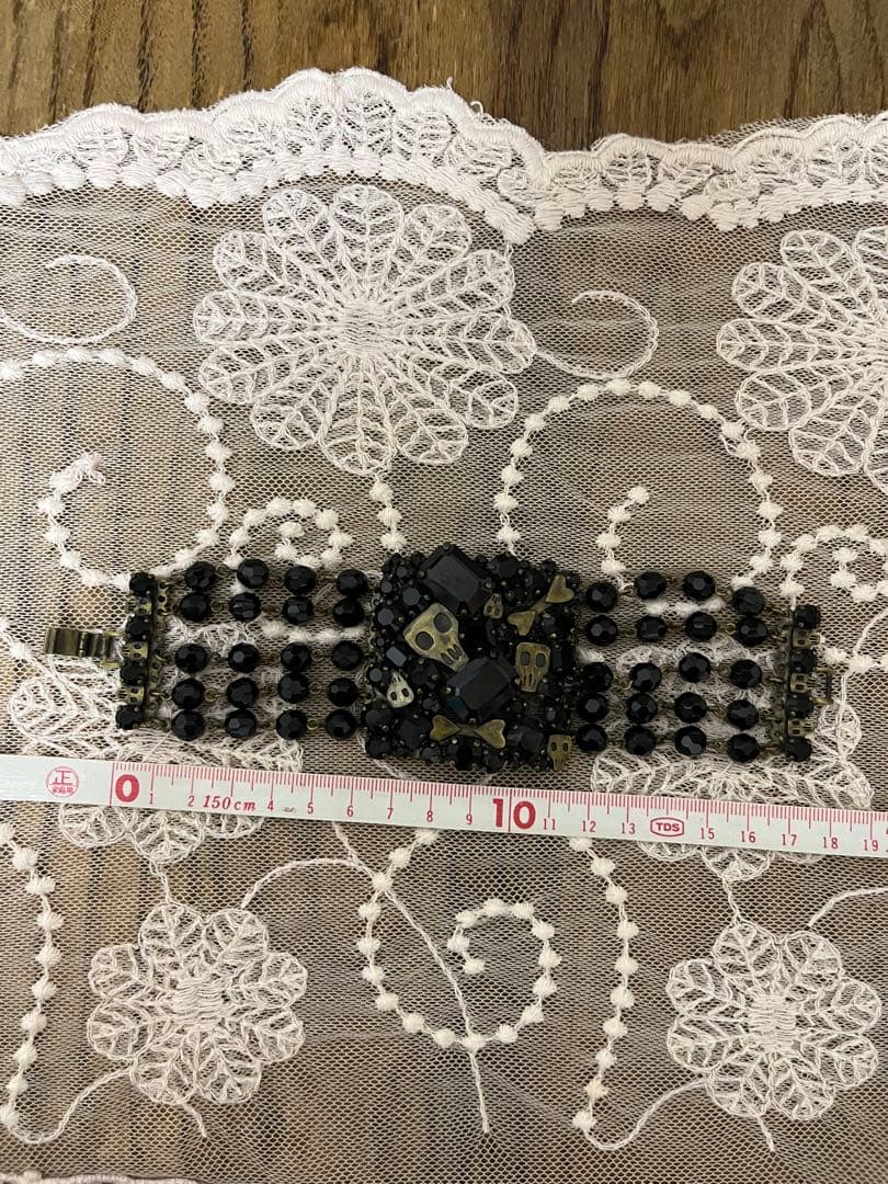 ヴィンテージ　スカル　黒ビーズ5連ブレスレット　ゴージャス 一点物