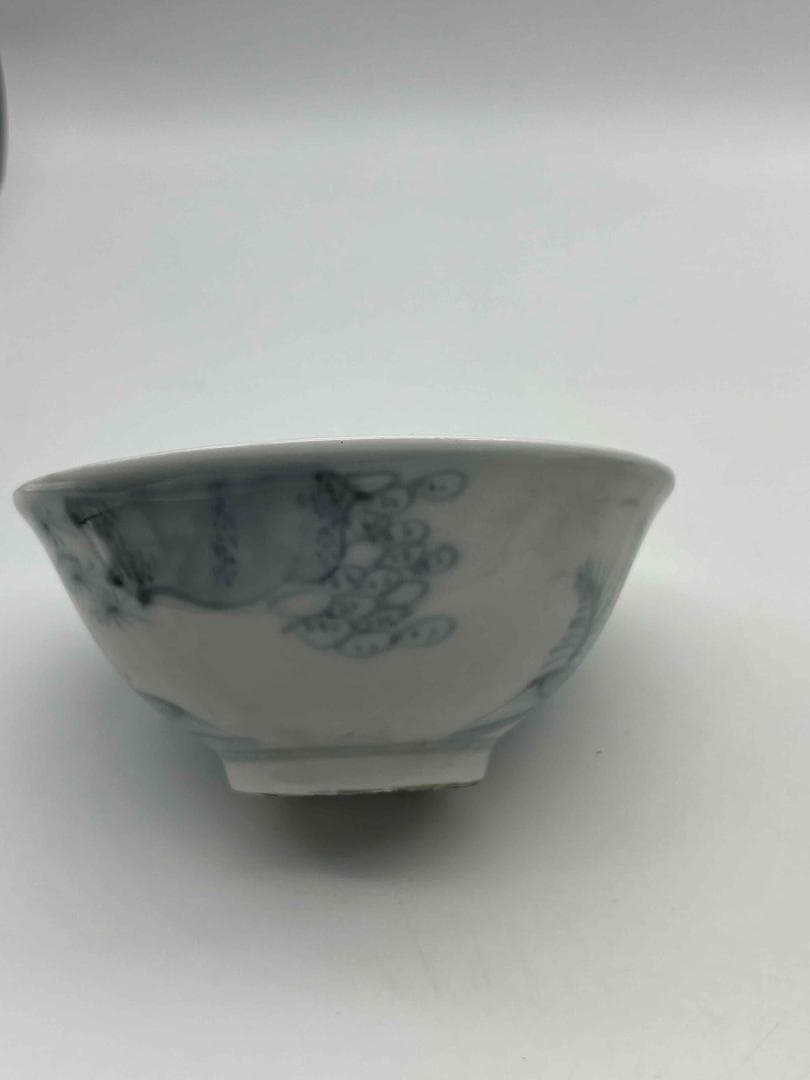 明天啓時代【天啓年製】在銘染付「貴」字紋唐子高士囲碁山水文碗一対(C-52)