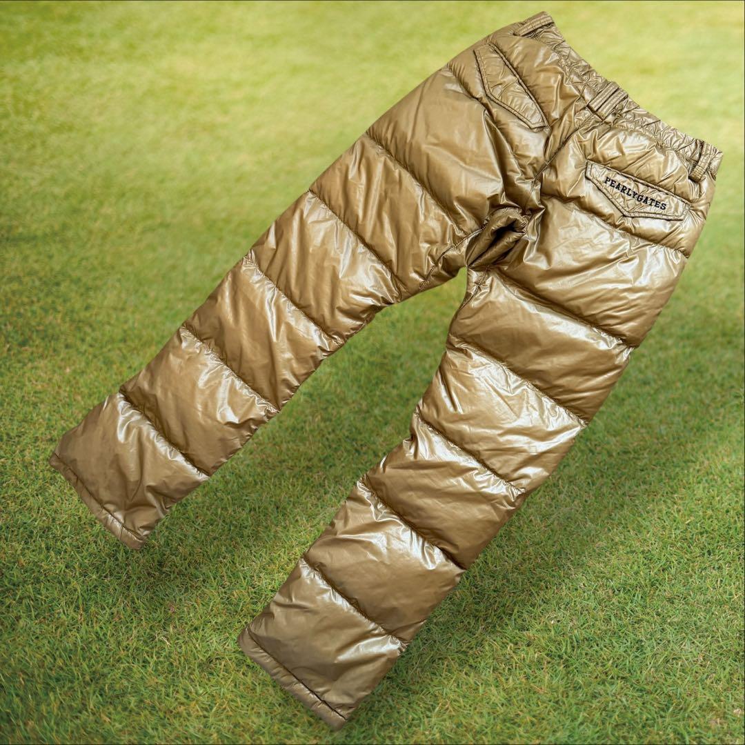 ダウン素材　パーリーゲイツ　パンツ　S〜M相当　極美品　金　ゴールド　暖パン　3