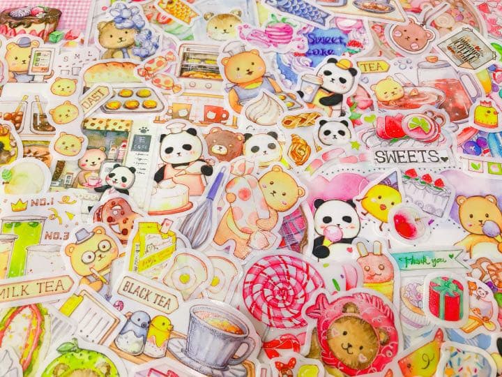 可愛いい❤️❤️フレークシール( ⸝⸝•ᴗ•⸝⸝ )くまパンの仲良し喫茶店♡♡新柄