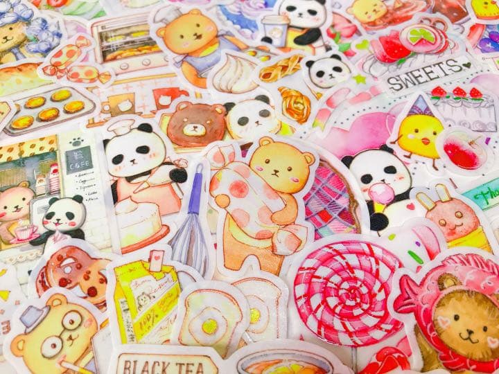 可愛いい❤️❤️フレークシール( ⸝⸝•ᴗ•⸝⸝ )くまパンの仲良し喫茶店♡♡新柄