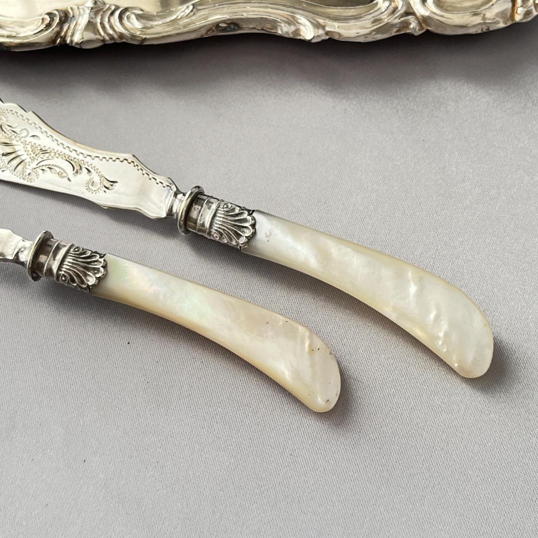 【英国】【白蝶貝】ブレッグファストセット バターナイフ / プレザーブスプーン