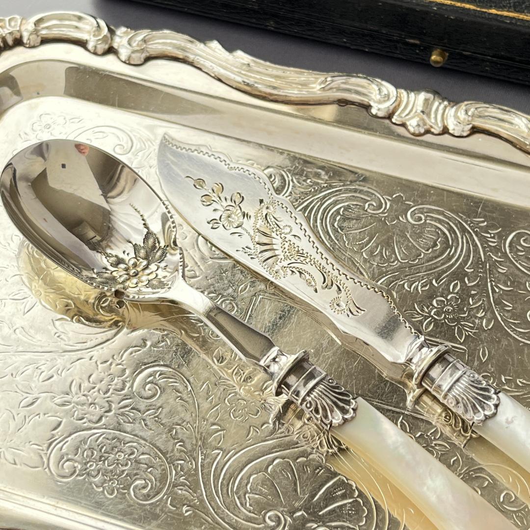 【英国】【白蝶貝】ブレッグファストセット バターナイフ / プレザーブスプーン