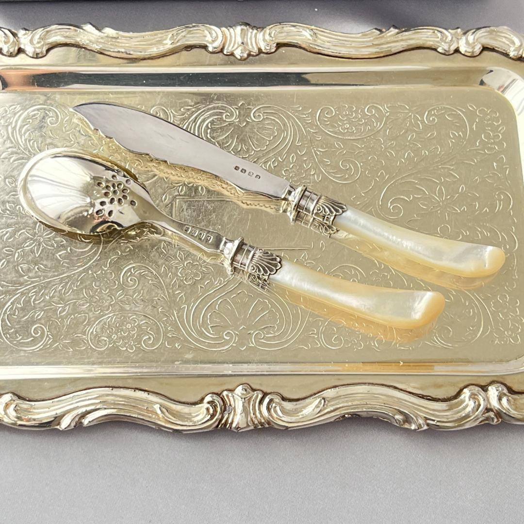 【英国】【白蝶貝】ブレッグファストセット バターナイフ / プレザーブスプーン