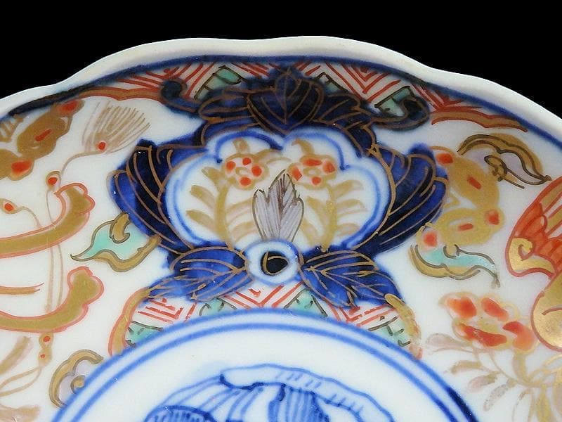 古伊万里　色絵　鳳凰に牡丹の図　４寸皿　５客　C381AS-CZc