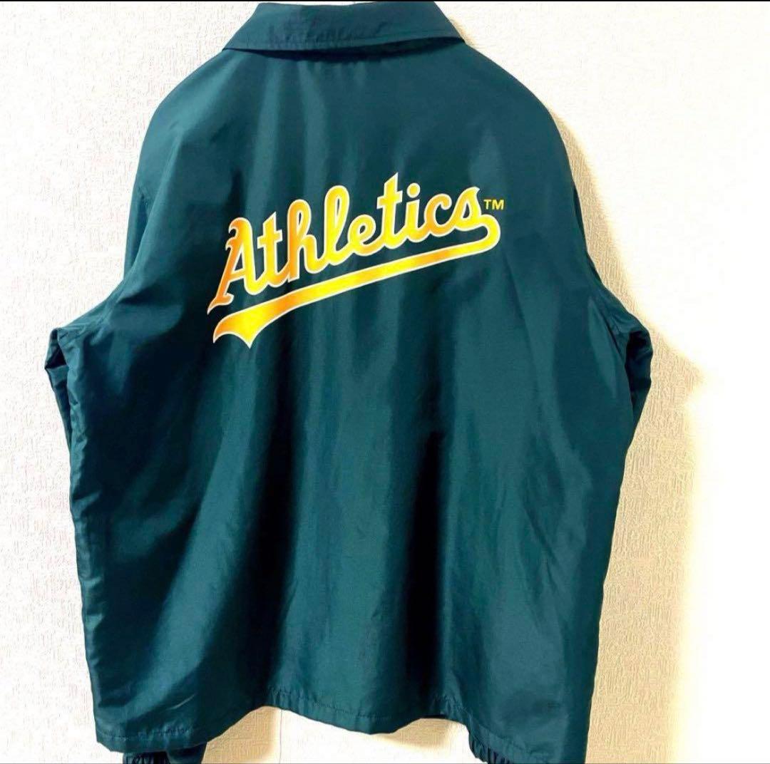 アスレチックス ナイロンジャケット　コーチジャケット　グリーン　Mサイズ