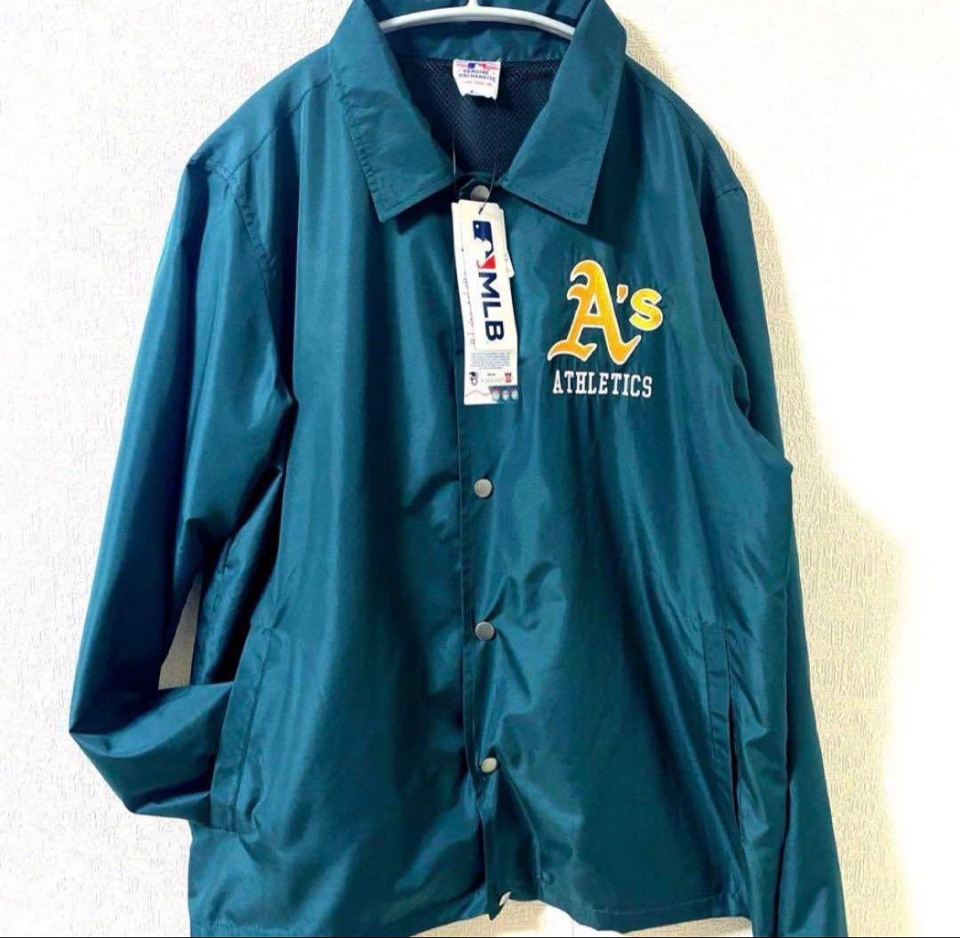 アスレチックス ナイロンジャケット　コーチジャケット　グリーン　Mサイズ