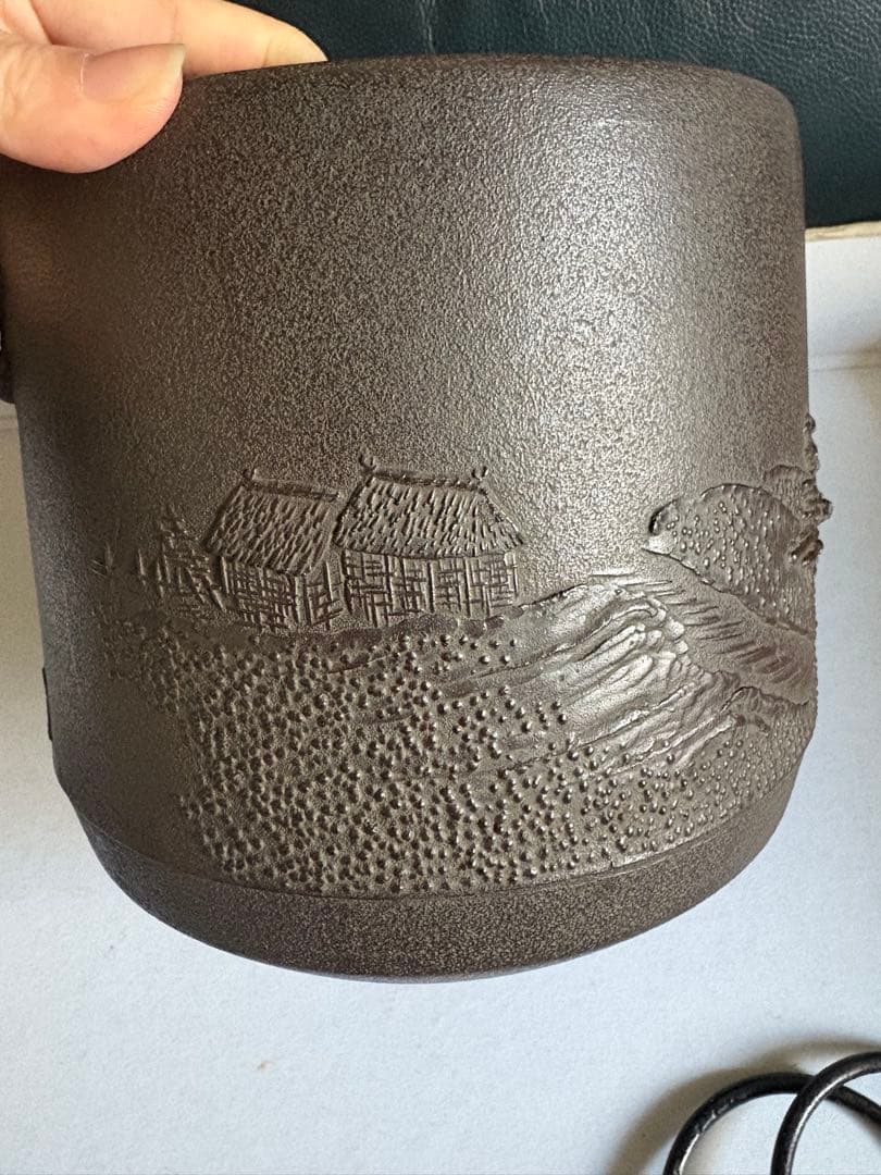 茶道具　筒釜　木箱　釜師