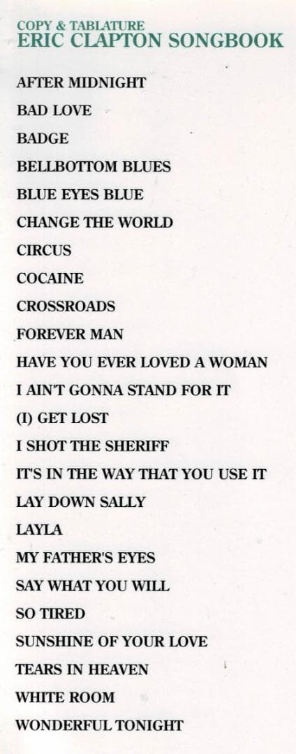 ■絶版■【洋書】コピー&タブ譜■「エリッククラプトンソングブック」■