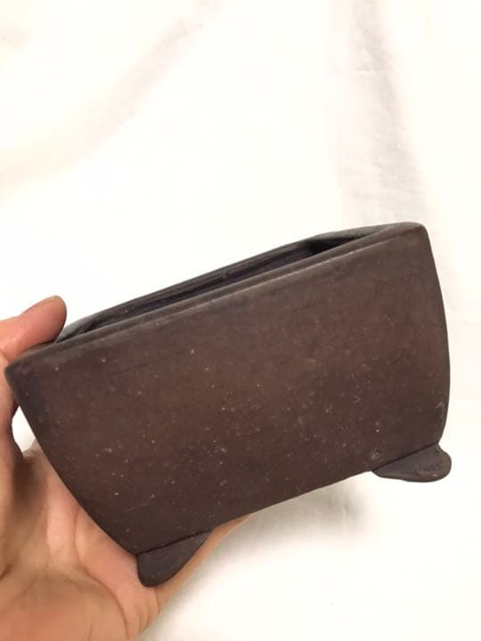 盆栽鉢　希少時代抜群常滑盆栽鉢佳山紫泥雲足正方鉢山野草寄せ植えサボテン植木鉢