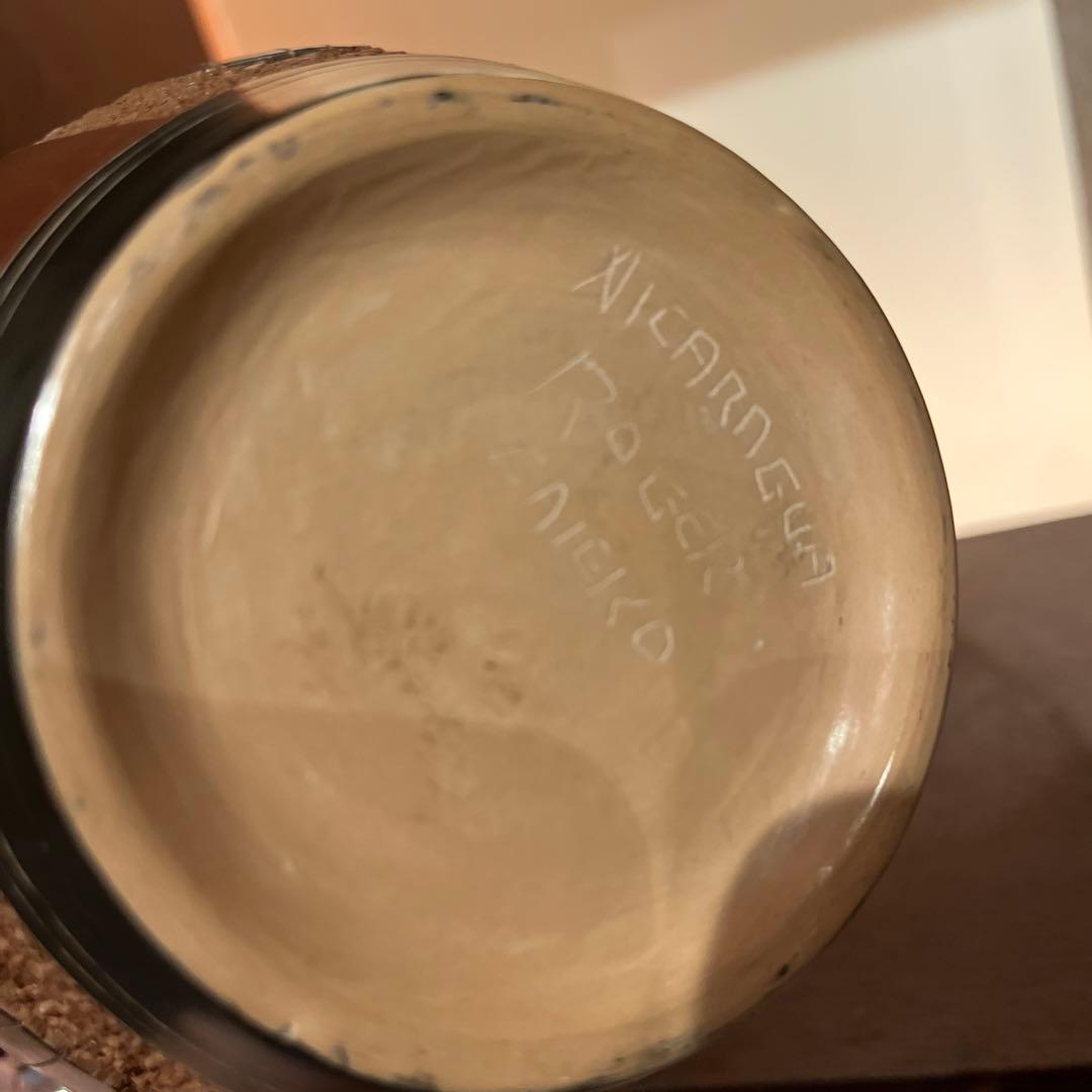 ニカラグア製 鳥の絵柄 陶器花瓶