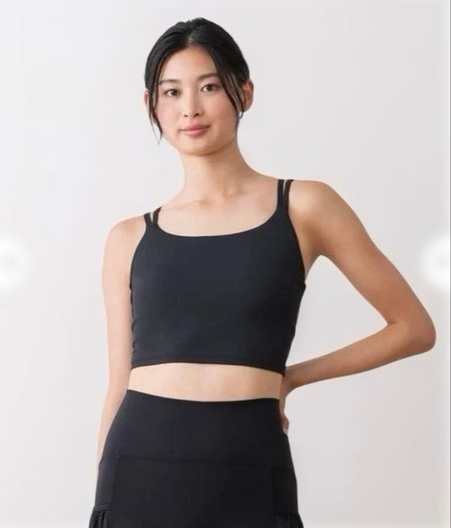 スカーラ　ブラトップ付きフラワーレーストップス　ブラック　S